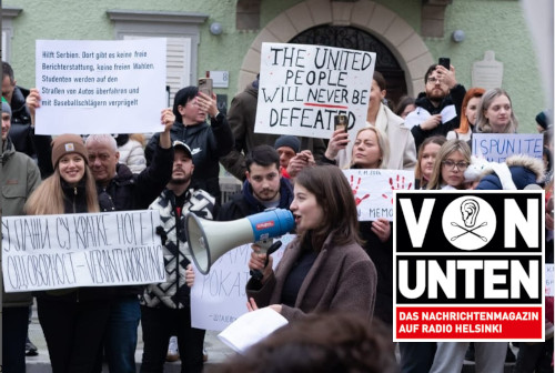 Bild zur Sendereihe Lauf gegen Korruption – Von Novi Sad nach Brüssel | Solidarische Demorede aus Hamburg | Rassismus bei sexueller Belästigung