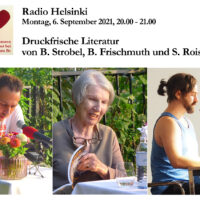 210906-manuskripte-u-roiss - Bernhard Strobel, Barbara Frischmuth und Stephan Roiss während der Lesungen in Graz (von links nach rechts), Foto © Barbara Belic